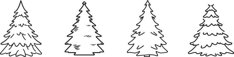 Minimalist Hand-Drawn Pine Tree Illustration in Flat Design Style vector