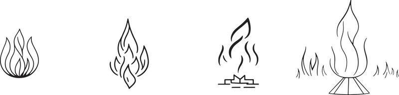 Simple Hand-Drawn Bonfire Outline in Flat Design vector