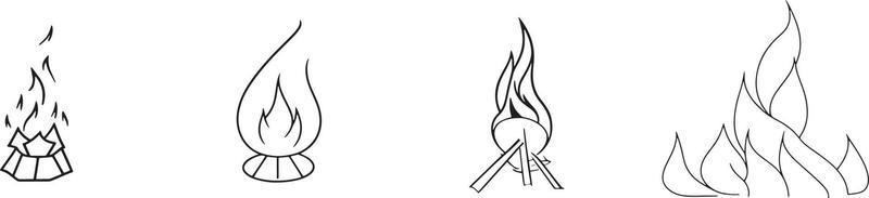 Simple Hand-Drawn Bonfire Outline in Flat Design vector