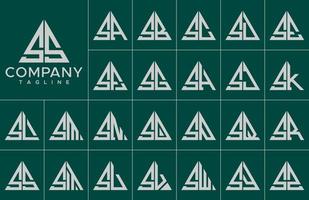 Modern triangle letter S logo design template set. Simple line S initial logo brand. vector
