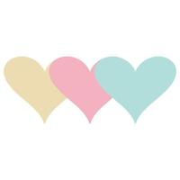 Hearts in different colors. Decorative element for Valentine's Day. Vector illustration