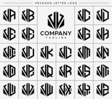 Modern hexagon V letter logo design vector set. Hexagonal VV V logo graphic template.