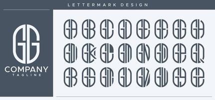 Abstract tube letter G logo design. Modern line capsule GG G letter logo vector set.