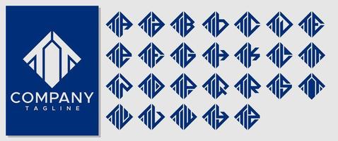 Luxury Square letter T logo design template. Modern line TT T letter logo vector. vector