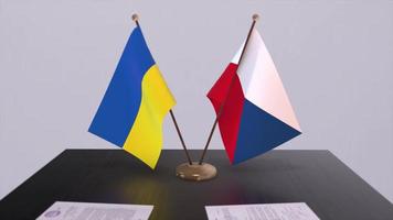 Ucrania y checo banderas en política reunión animación video