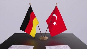 Allemagne et dinde drapeaux à politique réunion. affaires traiter video