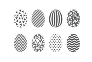 Simple monochrome easter egg design. Isolated vector template of geometric pattern with dots, stripes, triangles.