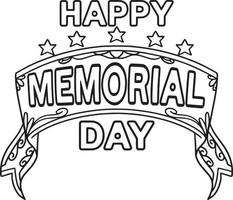 Happy Memorial Day Isolated Coloring Page for Kids vector