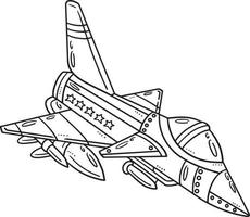 Fighter Jet Isolated Coloring Page for Kids vector