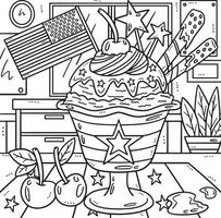 4th Of July Ice Cream Parfait with Flag Coloring vector