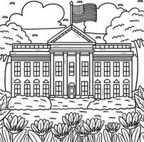 4th Of July The White House Coloring Page for Kids vector