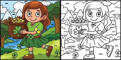 St. Patricks Girl With Pot Of Gold Illustration vector