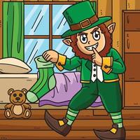 St. Patricks Leprechaun Holding Sock Colored vector