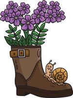 primavera bota plantador dibujos animados de colores clipart vector