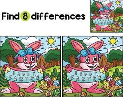 Happy Easter Bunny Find The Differences vector