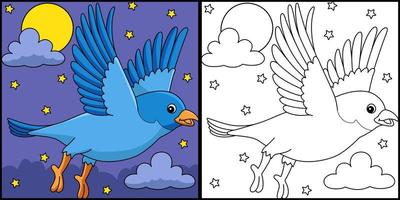 Bluebird Animal Coloring Page Colored Illustration vector