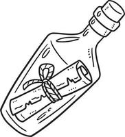 Message in a Bottle Isolated Coloring Page vector