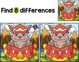 Bunny in Hatched Easter Egg Find The Differences vector