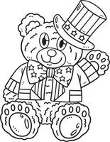 Stars and Stripes Bear Isolated Coloring Page vector