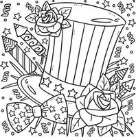 4th Of July American Top Hat Coloring Page vector