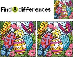 Butterflies Over Easter Eggs Find The Differences vector