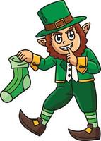 St. Patricks Day Leprechaun Holding Sock Clipart vector