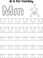 Monkey Animal Tracing Letter ABC Coloring Page M vector