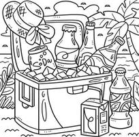 Summer Beverages in Ice Cooler Coloring Page vector