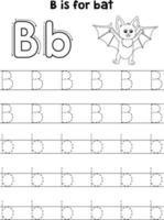 Bat Animal Tracing Letter ABC Coloring Page B vector