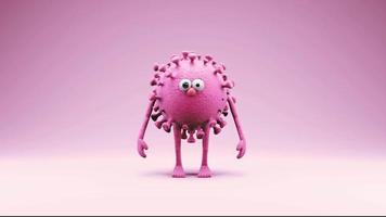 21 actie loops van 3d virus karakters, met roze achtergrondgeluid en schaduw. video