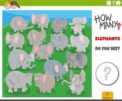 counting cartoon elephants animals educational game vector