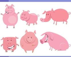 cartoon happy pigs farm animal characters set vector