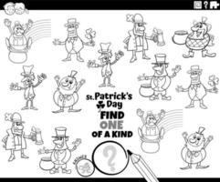 one of a kind task with cartoon Leprechauns coloring page vector