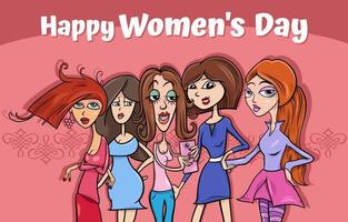 Women's Day design with cartoon women group vector