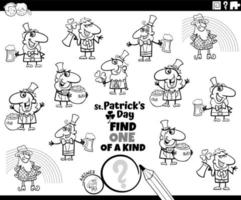 one of a kind game with cartoon Leprechauns coloring page vector