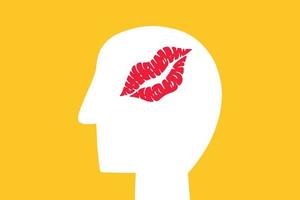 head with lipstick kiss element vector