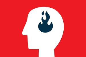 human head with fire symbol vector