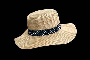 Woven fedora hat isolated on black background with clipping path photo