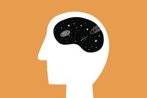 head with space and stars vector