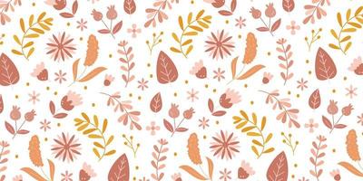 Abstract spring leaf and floral pattern for background in vintage style vector