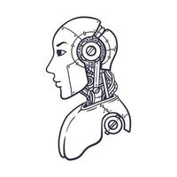 artificial intelligence in humanoid robot illustration vector