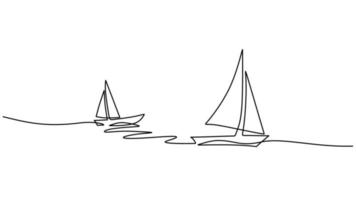 One line drawing of ship on beach isolated on white background vector