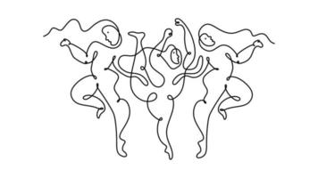 One continuous single line drawing of dancing people picasso. vector