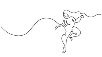 One continuous single line drawing of man dancing people picasso. vector