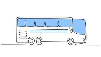 One line drawing of big bus isolated on white background. Continuous single line minimalism. vector