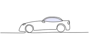 One line drawing of sport car isolated on white background. Continuous single line minimalism. vector