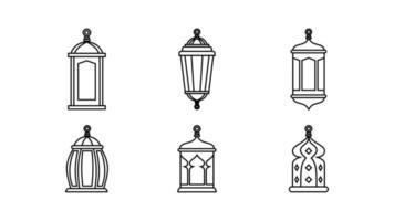 seis Ramadán linternas aislado en blanco antecedentes. vector