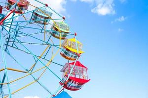 Ferris wheel on the background of blue sky,Colourful Vintage Ferris wheel photo