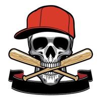 skull bite a baseball bat vector