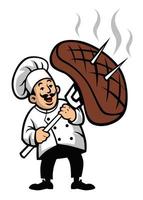 chef with a piece of steak vector